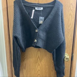 Double Zero Gray Cropped Cardigan